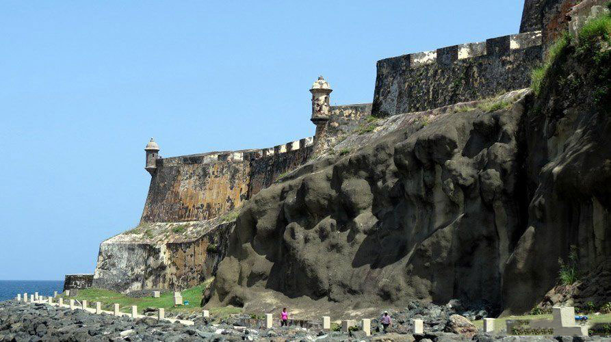 Older side of the walls of Old San Juan